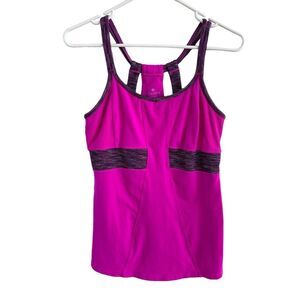 ATHLETA Prasada Tank Top Racerback Shelf Bra Hot Pink Sz M